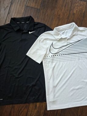 Nike Boy's Polo Duo Black and White Size XL